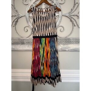 Klozyne Womens Ikat Mixed Print Sleeveless Midi Dress Multicolor Size M EUC